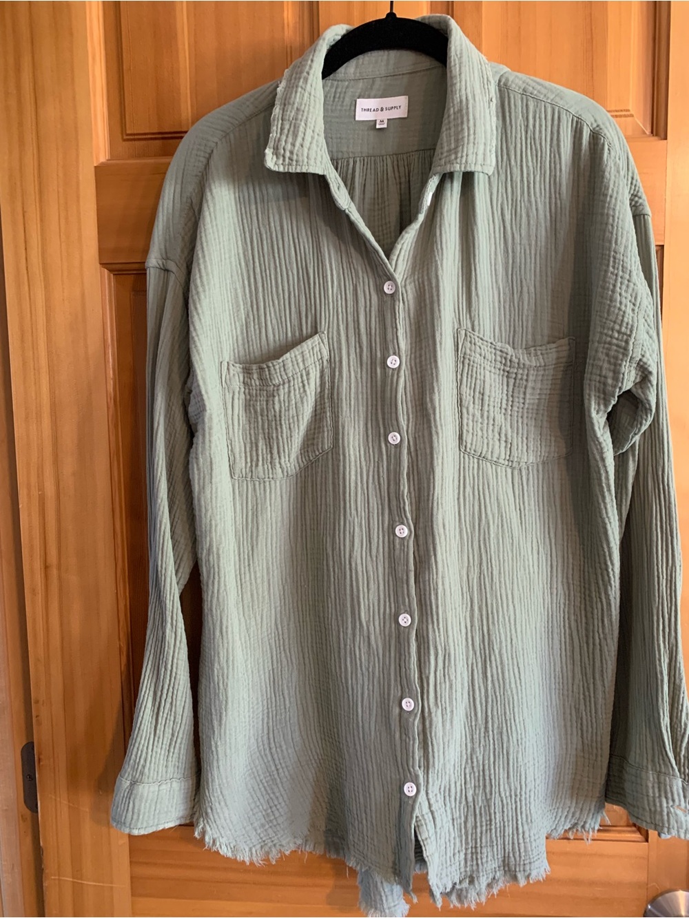 Thread & Supply Sage Green Textured Button-Up Shirt